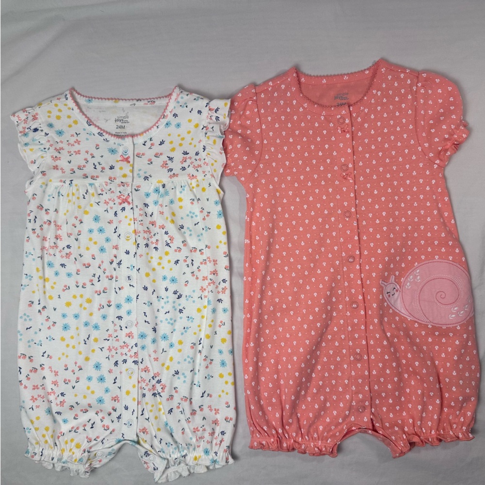 Simple Joys by Carter’s Baby Girls 24M 2-Pack Cotton Rompers